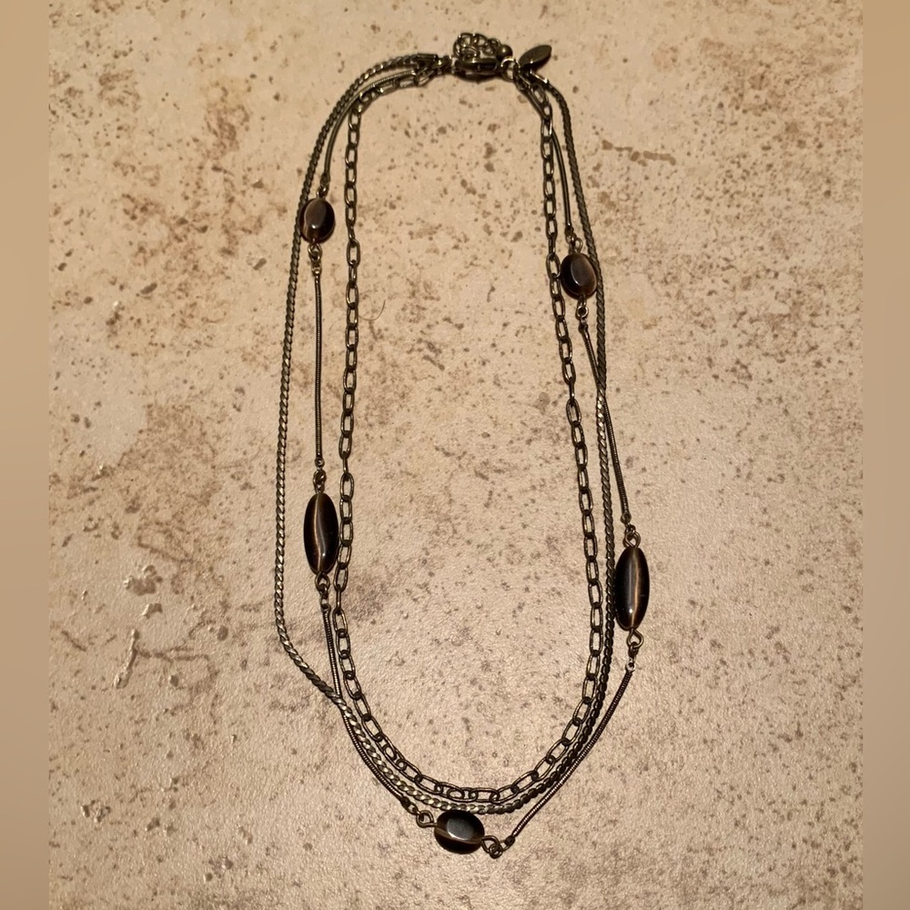 Express Three Layered Necklace With Gemstones And Decorative Elements